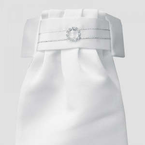 Deluxe Ready-Tied Stock Diamante Circle White