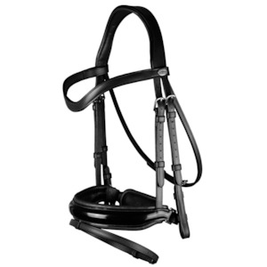 Working Patent Large Crank Noseband Bridle with Flash - Black (Cob)