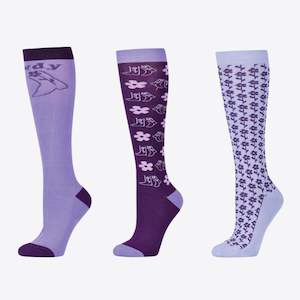 Rider: 3 Pack Adults Socks - Purple Cowgirl