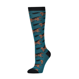 Rider: Single Pack Adults Socks - Green Chestnut Horses