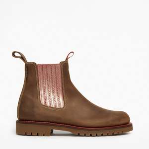 Oscar Leather Boot - Khaki/Tea Rose