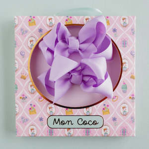 PURPLE HAIR BOW CLIP SET