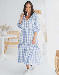 BLUE AMBER GINGHAM DRESS