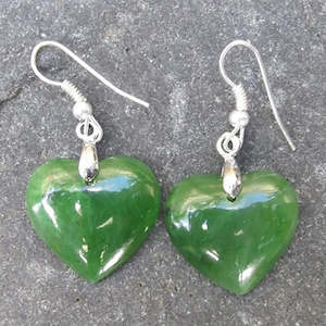 GREENSTONE HEART EARRINGS