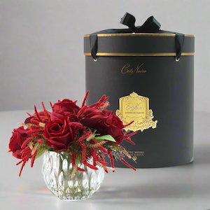 Homewares: BURGUNDY LILLIES & ROSES BOUQUET