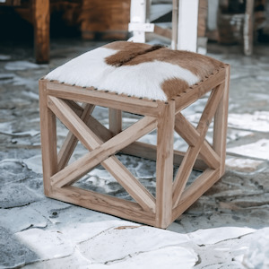 SQUARE GOATSKIN STOOL