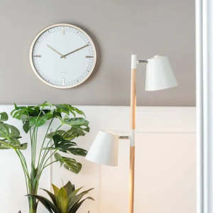 Homewares: WHITE DOTS & BATONS CLOCK