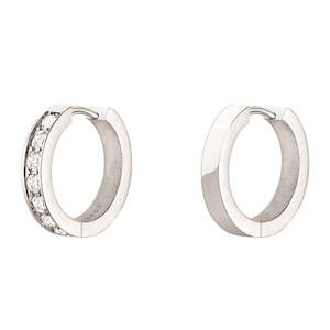 Homewares: SILVER CRYSTAL HOOPS