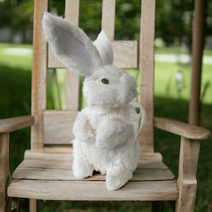 Homewares: CROUCHING WHITE FUR BUNNY