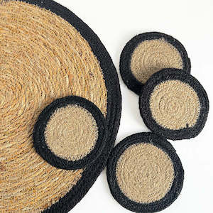 BLACK NATURAL SEAGRASS COASTERS