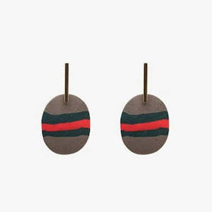 Homewares: GREEN & RED STRIPE EARRING