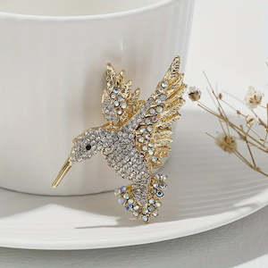 RHINESTONE HUMMINGBIRD BROOCH