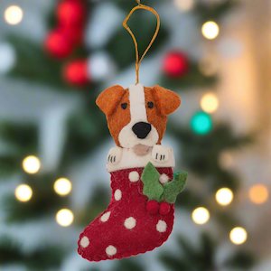 Homewares: JACK RUSSELL IN STOCKING DECORATION