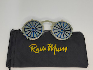 Round Steampunk Glasses - Blue & Gold RaveMum