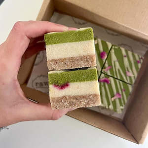 Matcha Raspberry White Chocolate Slice