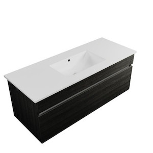 Products: Armada Wall Hung Vanity 1 Drawer 1200mm Black Rift