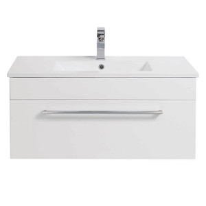 Boston Wall Hung Vanity 1 Drawer 900mm White Gloss