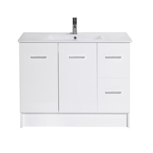 Boston Floor Standing Vanity 2 Drawer 2 Door 900mm White Gloss