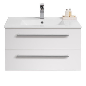 Boston Wall Hung Vanity 2 Drawer 750mm White Gloss