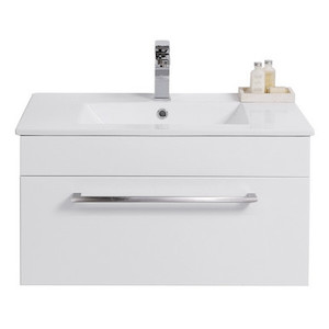 Boston Wall Hung Vanity 1 Drawer 750mm White Gloss