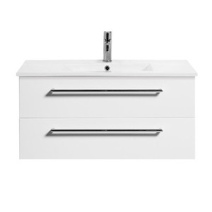 Boston Wall Hung Vanity 2 Drawer 900mm White Gloss