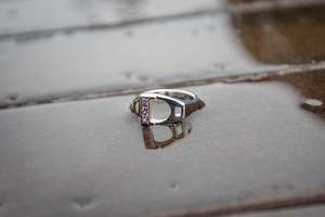 Stirrup Ring - Sterling Silver - Pink Sapphires