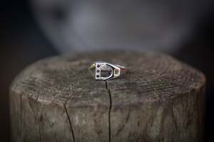 Jewellery: Stirrup Ring - Sterling Silver - Garnets