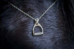 Stirrup Pendant - 9ct Gold - Large - Diamonds