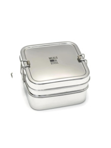 Meals in Steel Twin Layer Square Lunchbox