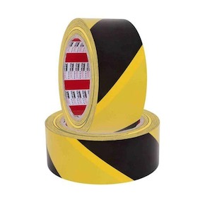 TAPE HAZARD WARNING 48mmx33m PVC YELLOW/BLACK