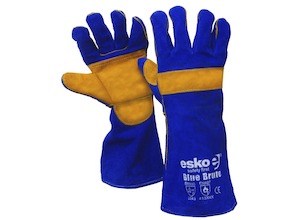 PPE & Safety Equipment: GLOVES WELDING LEATHER ESKO BLUE/GOLD 406mm