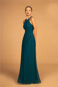 GLS Teal Chiffon Evening Gown