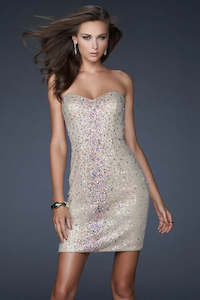 La Femme Sequin Mini Dress