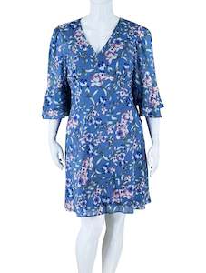 Womenswear: Adrianna Papell Blue Floral Printed Dress