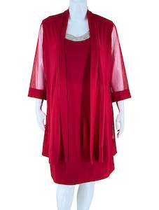 R&M Richards Red Embellished 2PC Dress