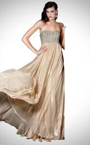 Womenswear: Jovani Gunmetal Embellished Strapless Evening Gown