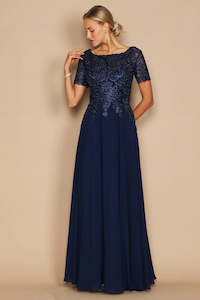 Dylan & Davids Los Angeles Navy Blue Embellished Evening Gown