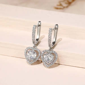 Cubic Zirconia Heart Earrings