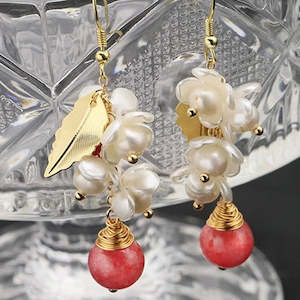 Freshwater Pearl Flower Drop Earrings