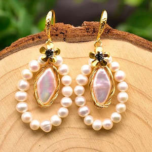 14K Plated Freshwater Pearl Drop Earrings