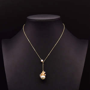 925 Twisted Copper Freshwater Pearl Drop Necklace