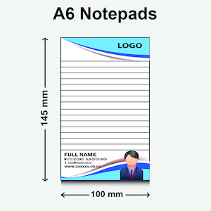 A6 Notepads – 40 leaves – 80gsm