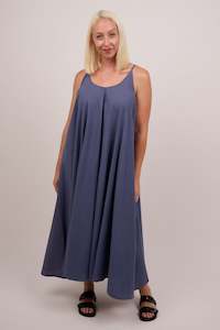 Clothing accessory: Cotton Blue Midi Dress