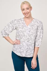 Printed cotton V neck top