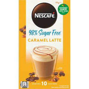 Nescafe 98% Sugar Free Coffee Sachets Caramel Latte 10pack