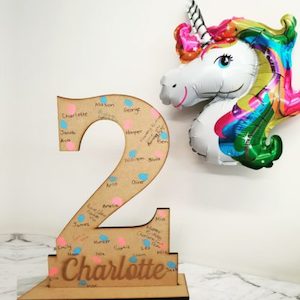 Celebration Standing Birthday Number – Fingerprints & Messages – Etched