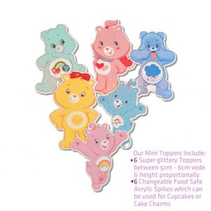 Textile printing or dyeing (on commission or fee basis): Care Bear Mini Toppers/Cake Charms or Cupcake Toppers