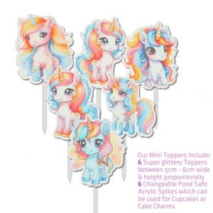 Textile printing or dyeing (on commission or fee basis): Unicorn 1 Mini Toppers/Cake Charms or Cupcake Toppers