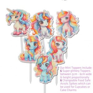 Textile printing or dyeing (on commission or fee basis): Unicorn 2 Mini Toppers/Cake Charms or Cupcake Toppers