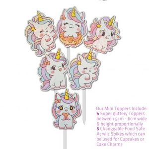 Textile printing or dyeing (on commission or fee basis): Unicorn 3 Mini Toppers/Cake Charms or Cupcake Toppers